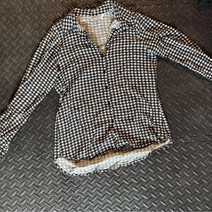 Vintage Big Dart Blouse - b/w houndstooth Size Small